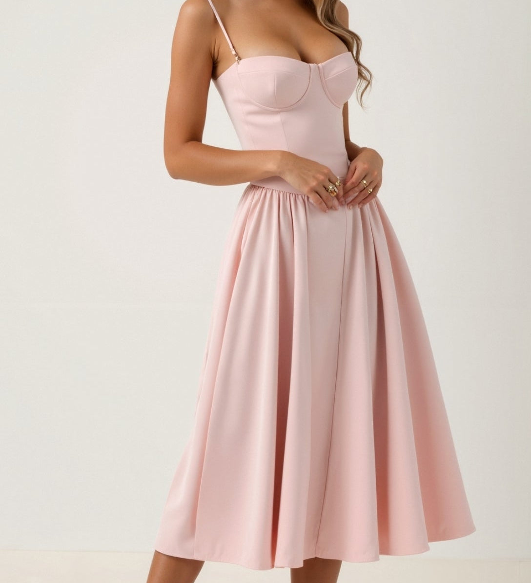 Odete - Vestido midi con corsé estructurado