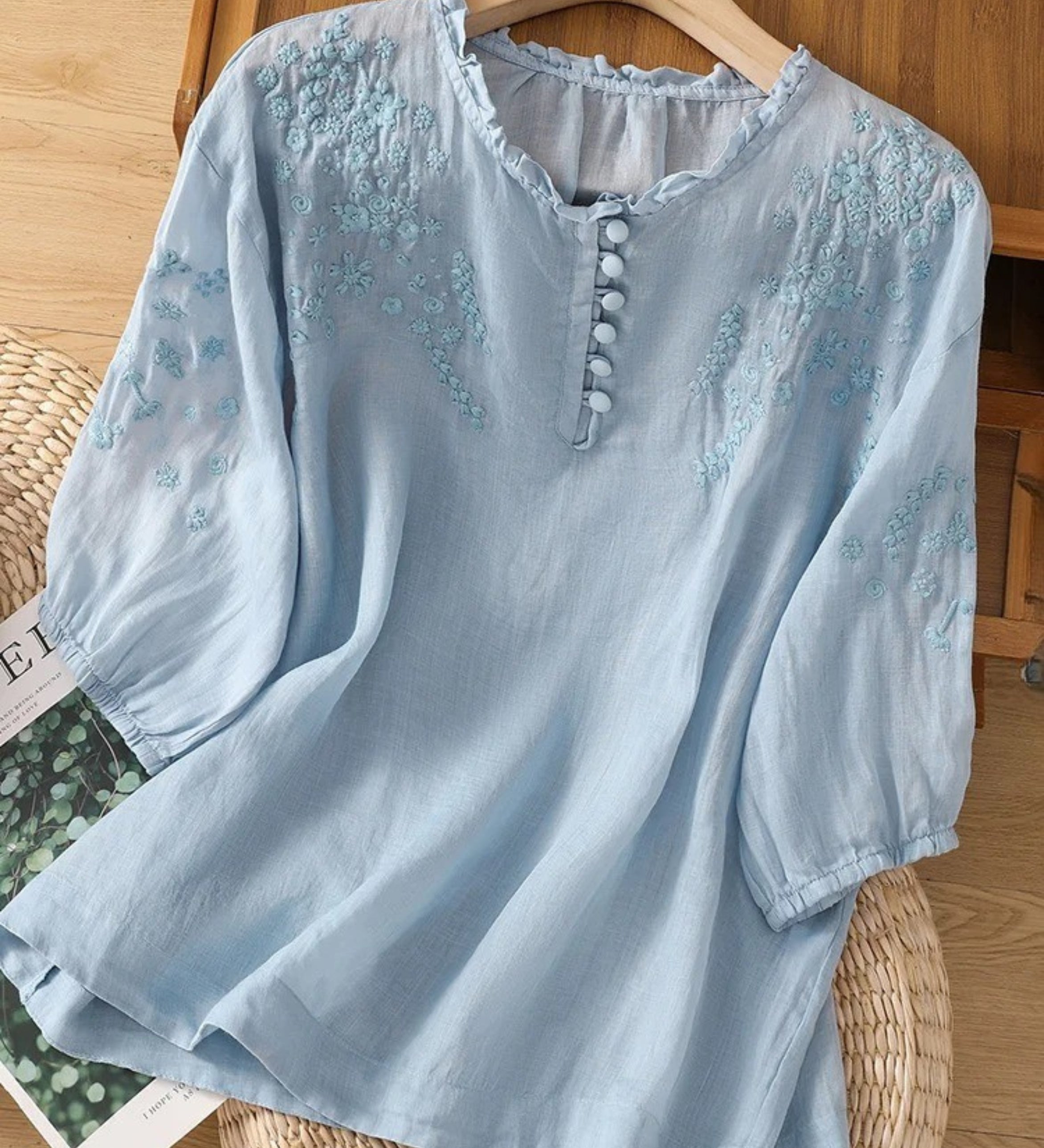 Cassiana - Blusa de Algodón y Lino