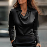 Inês - Blusa de Satén Lujosa con Escote Suave