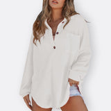 Inês - Blusa Túnica Ligera Escote en V con Botones