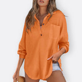 Inês - Blusa Túnica Ligera Escote en V con Botones