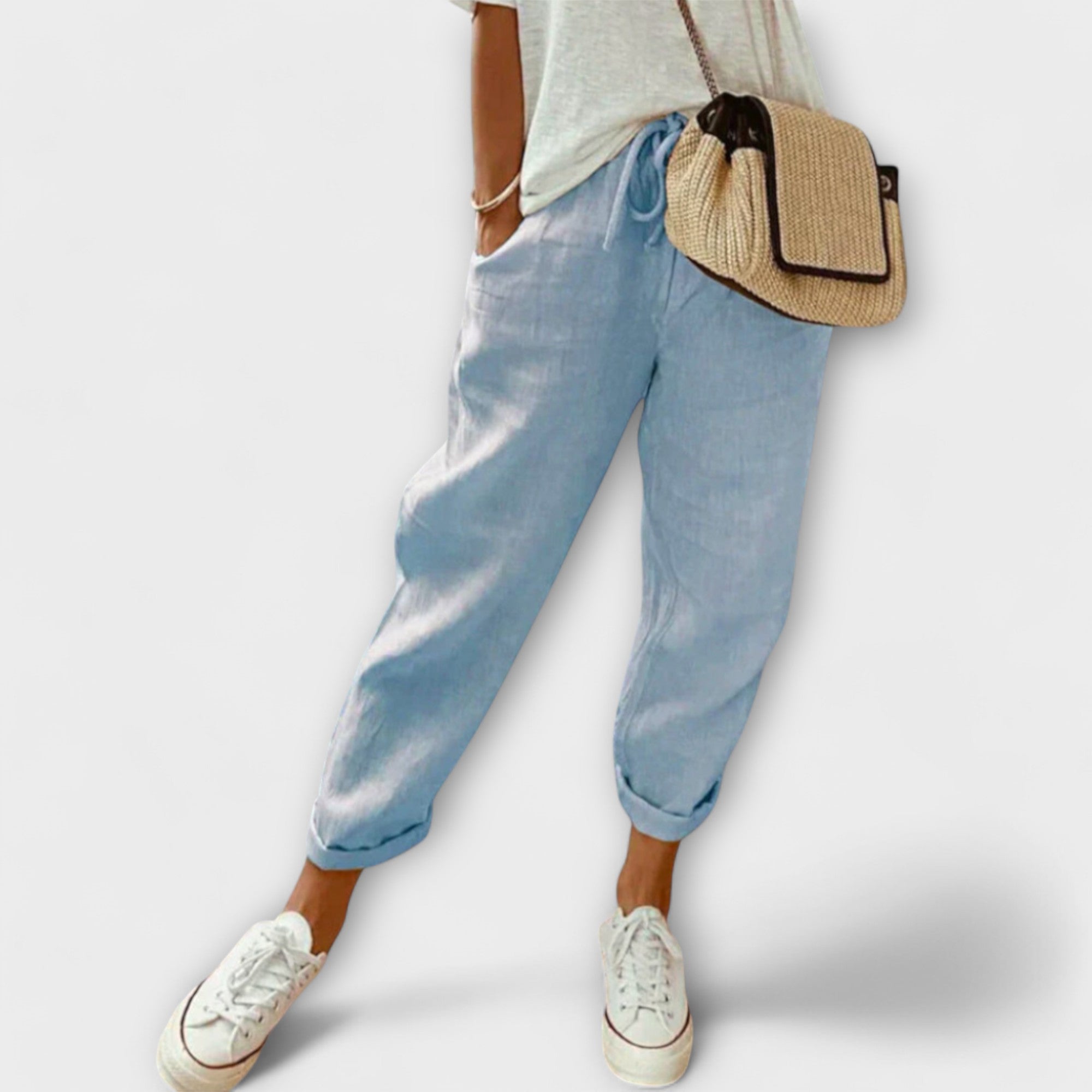 Bibi - Pantalones de lino modernos y casuales