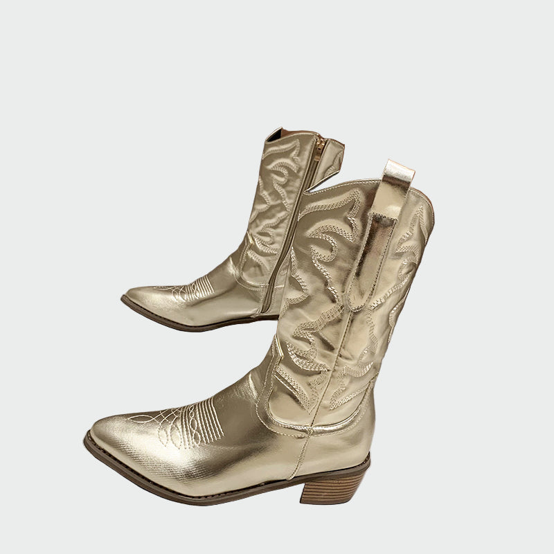 Botines de cowboy metálicos