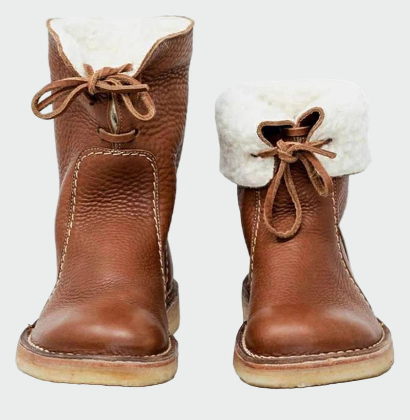 Botines de cuero impermeables con forro de lana