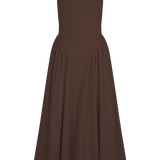 Sara - Vestido midi en malha marrón