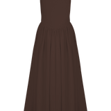 Sara - Vestido midi en malha marrón