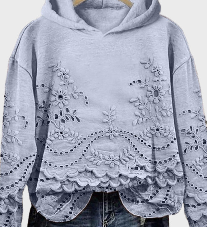 Sudadera con Capucha de Encaje